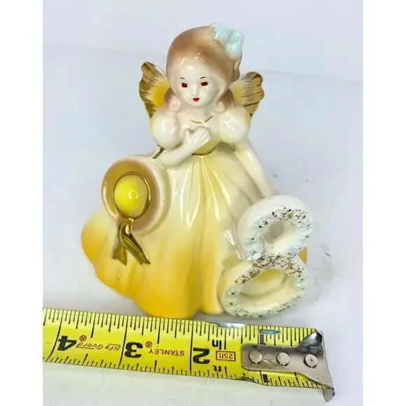 Josef Originals Birthday Angel Girl Figurine Hat Age 8 Yellow 4.75"H Ceramic - Picture 8 of 8